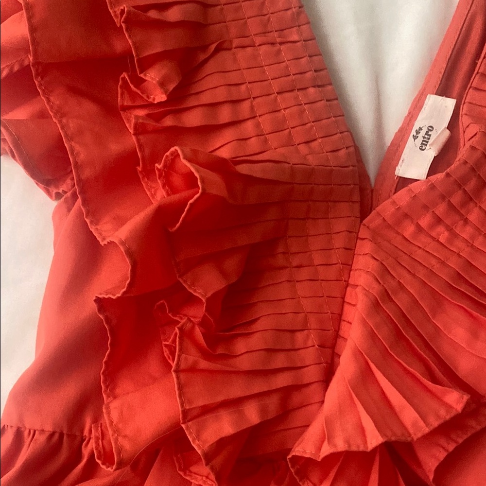 Entro Vibrant Orange Ruffled Blouse - image 3